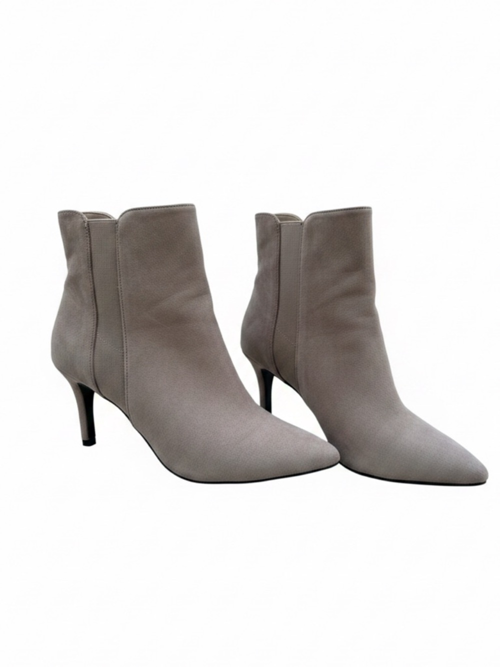 Forever 21 Taupe Pointed-Toe Mid-Heel Ankle Boots
